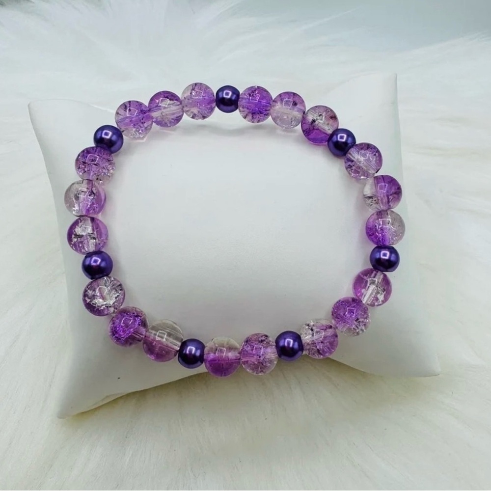 Gradient Glass Beaded Bracelet Style A Purple